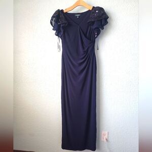 Ralph Lauren special occasion maxi dress embellish sleeve size 4